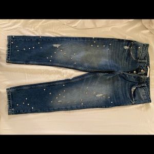 Star Detailed Straight Cropped Jeans